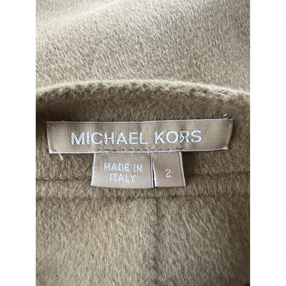 Michael Kors Skirt Women 2 Camel Tan Button‎ Front Wool Blend Mini Made In Italy